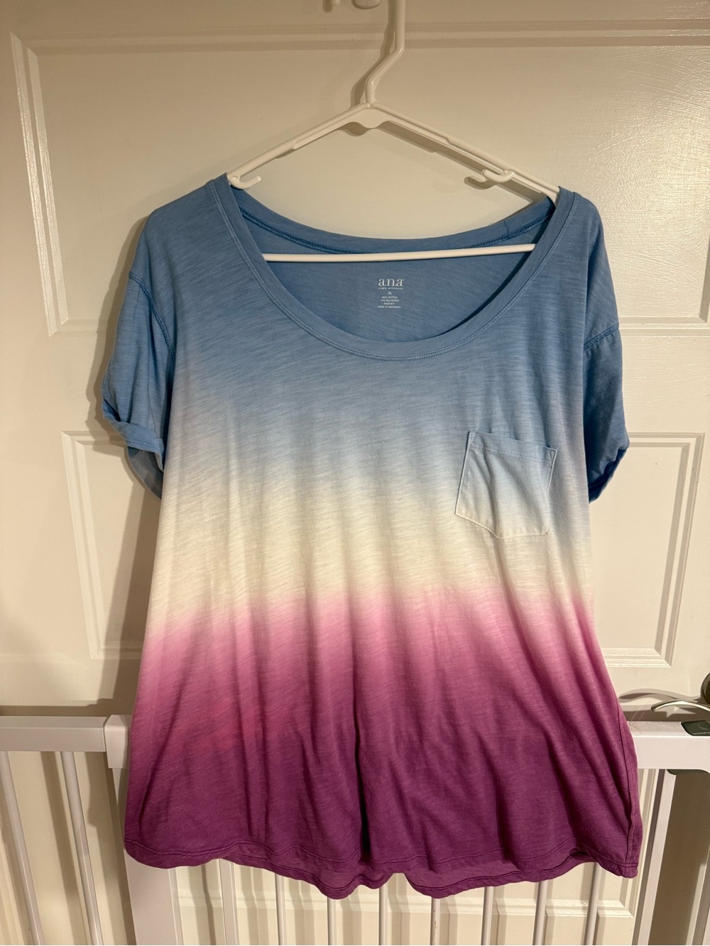 a.n.a Blue White Purple Ombre Pocket Short Sleeve Tee